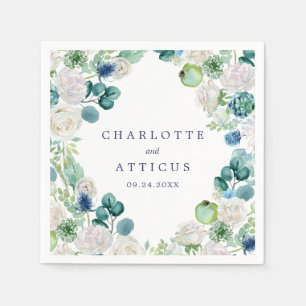 Serviette En Papier Mariage classique de fleurs blanches