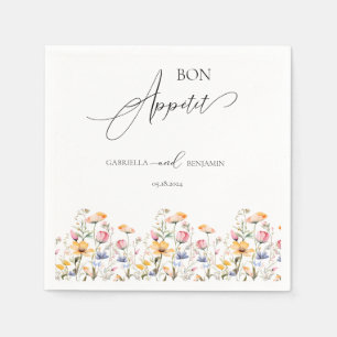 Serviette En Papier Mariage classique Fleur sauvage de prairie aquarel