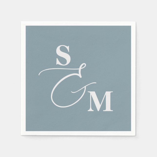 Serviette En Papier Mariage Classique Monogramme Ampersand Script Mode (Devant)