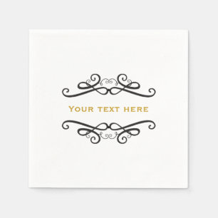 Serviette En Papier Mariage classique noir et blanc vintage Engagement