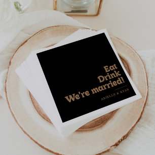 Serviette En Papier Mariage Classique Or Manger Boire Nous Sommes Mari
