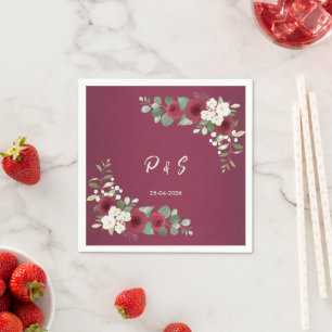 Serviette En Papier Mariage Cocktail de Jardin Automne Hiver Bourgogne