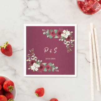 Serviette En Papier Mariage Cocktail de Jardin Automne Hiver Bourgogne
