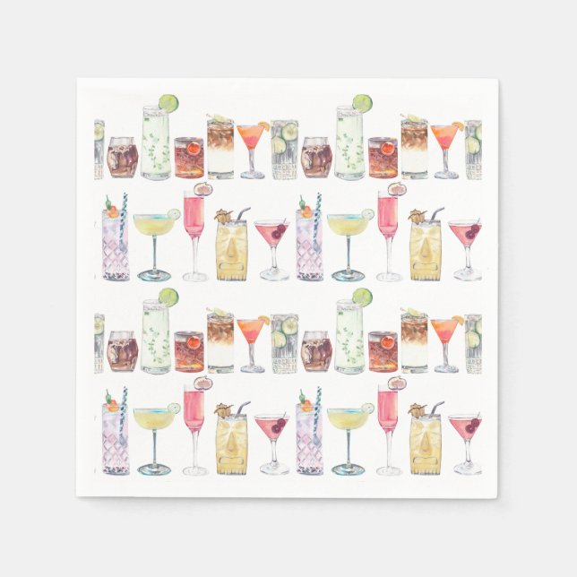 Serviette En Papier Mariage Cocktail serviettes Illustré Cocktail Heur (Devant)