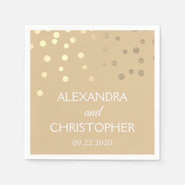 Serviette En Papier Mariage Confetti Gold (Devant)