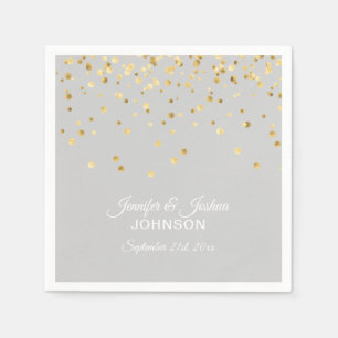 Serviette En Papier Mariage Confetti gris clair personnalisé