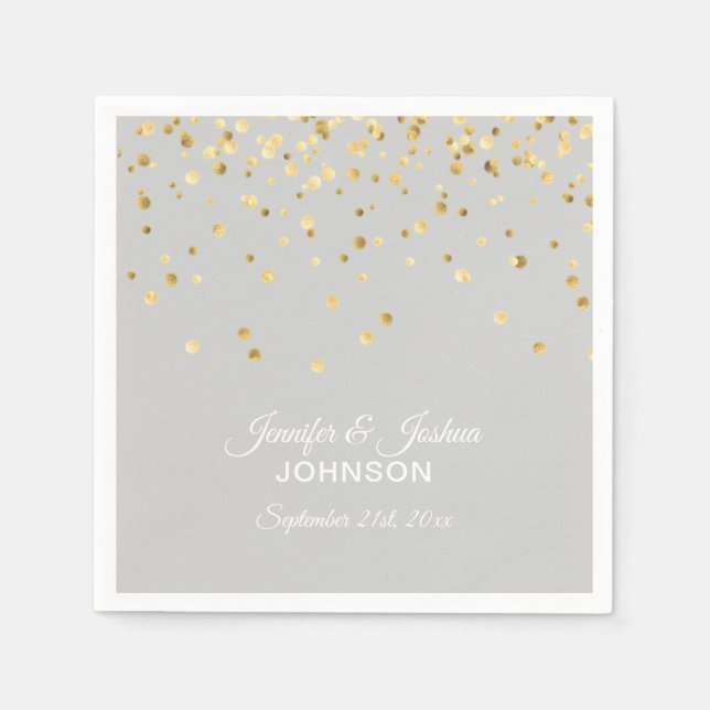 Serviette En Papier Mariage Confetti gris clair personnalisé (Devant)