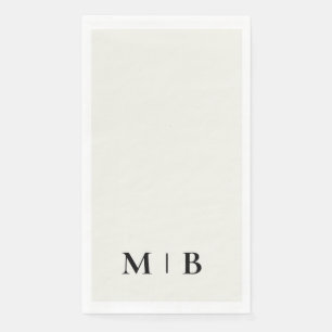 Serviette En Papier Mariage contemporain monogramme crème noir texte