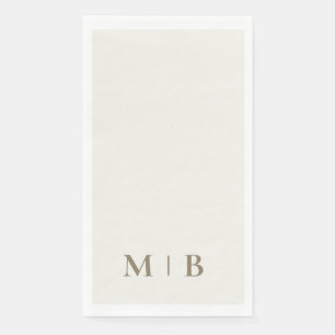Serviette En Papier Mariage contemporain Monogramme Crème Or Texte