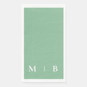 Serviette En Papier Mariage contemporain Monogramme vert d'été