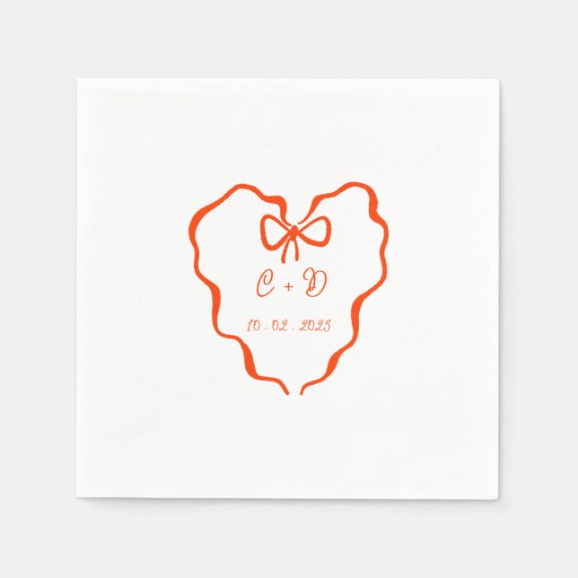 Serviette En Papier Mariage coquette cœur (Devant)