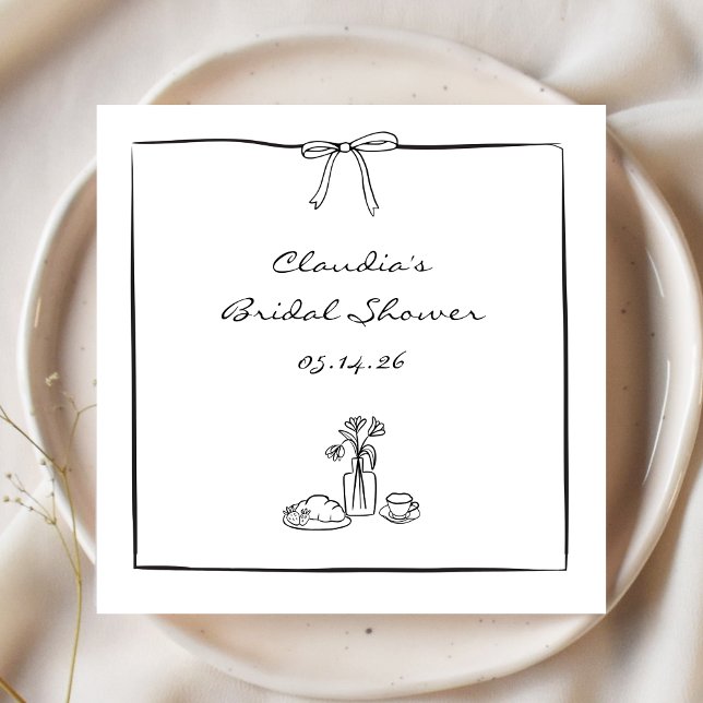 Serviette En Papier Mariage Coquette Intemporel Dessiné à la Main sur  (Créateur téléchargé)