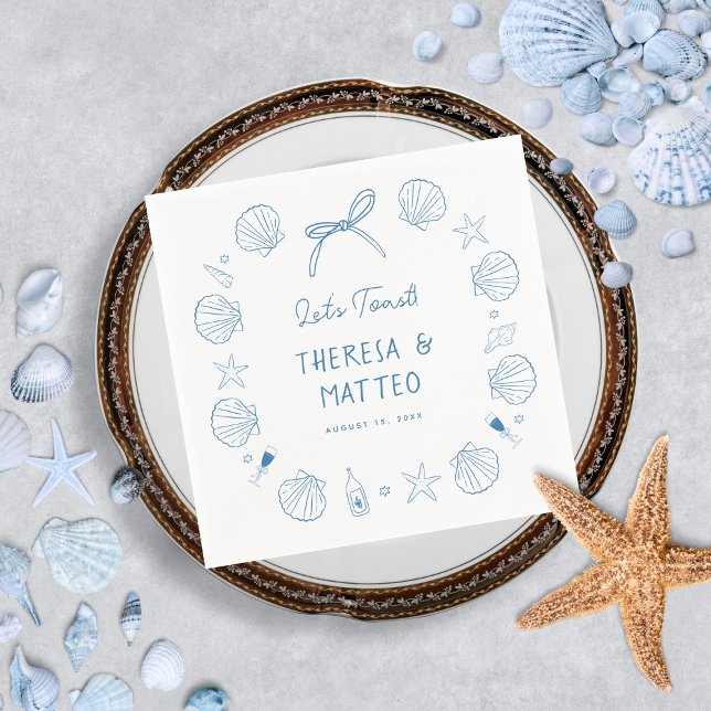 Serviette En Papier Mariage côtier nautique de fantaisie tiré à la mai (Créateur téléchargé)