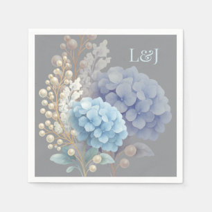 Serviette En Papier Mariage couleur bleu d'aquarelle romantique Pearl 