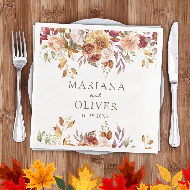 Serviette En Papier Mariage Couleurs d'Automne Feuillage d'Automne (Créateur téléchargé)