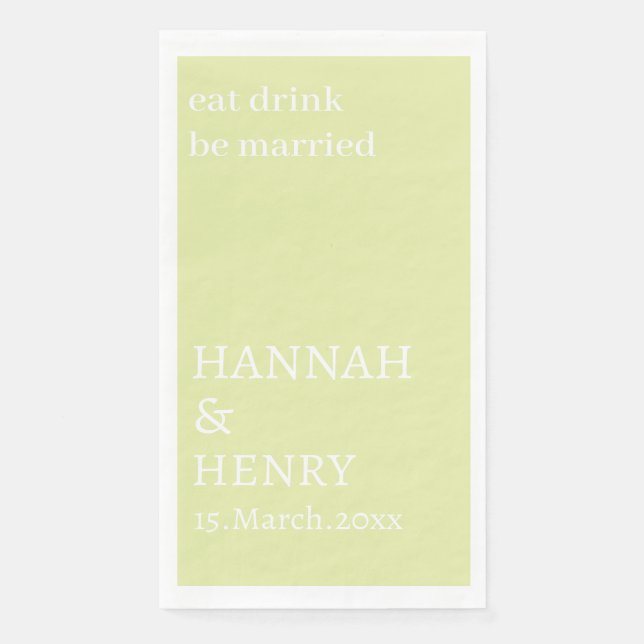 SERVIETTE EN PAPIER MARIAGE CRÉATIF MODERNE ÉCRITURE CRÈME SUR MESURE  (Devant)
