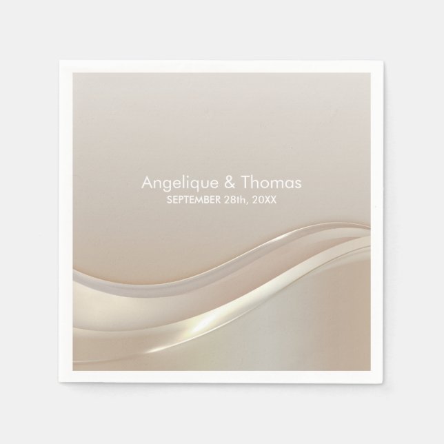 Serviette En Papier Mariage Crème Élégant (Devant)