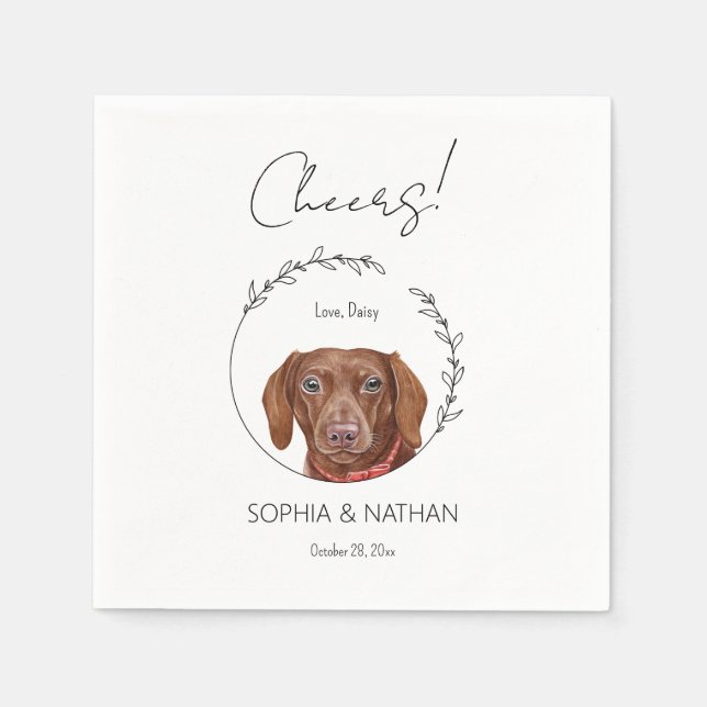 Serviette En Papier Mariage Dachshund Chien simple Cocktail  Napkins (Devant)