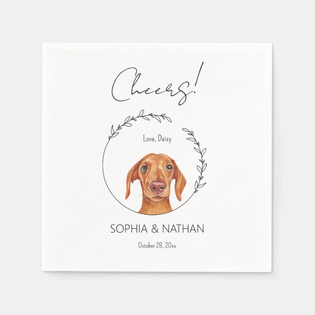 Serviette En Papier Mariage Dachshund Chien simple Cocktail  Napkins (Devant)