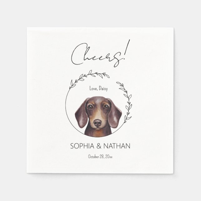 Serviette En Papier Mariage Dachshund Chien simple Cocktail  Napkins (Devant)