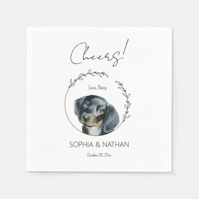 Serviette En Papier Mariage Dachshund Chien simple Cocktail  Napkins (Devant)