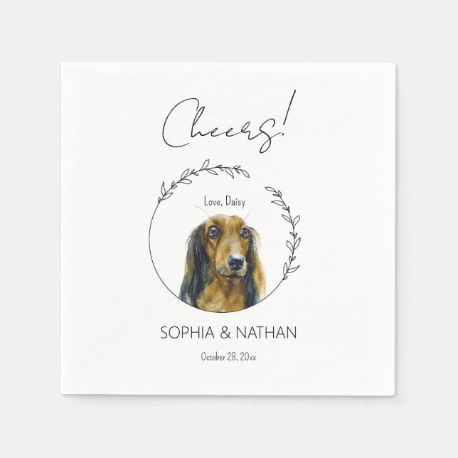 Serviette En Papier Mariage Dachshund Chien simple Cocktail  Napkins (Devant)