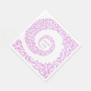 Serviette En Papier Mariage damassé rose romantique