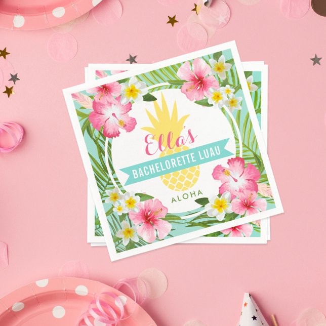 Serviette En Papier Mariage d'ananas tropical Bachelorette Luau (Créateur téléchargé)