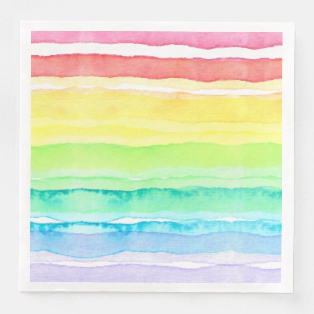 Serviette En Papier Mariage d'aquarelle arc-en-ciel (Devant)