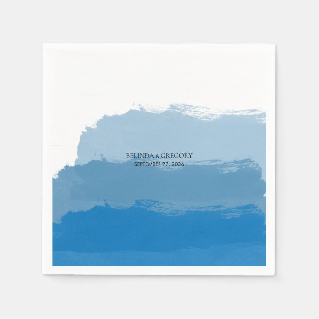 Serviette En Papier Mariage d'aquarelle bleu plage (Devant)