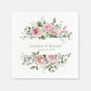Serviette En Papier Mariage d'aquarelle couleur rose pâle