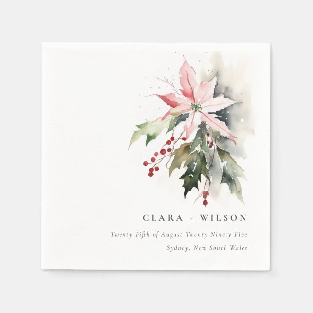 Serviette En Papier Mariage d'aquarelle de la feuille de fruits de Poi (Devant)