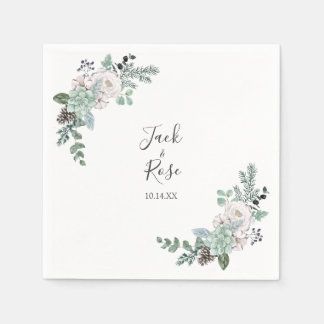 Serviette En Papier Mariage d'aquarelle d'hiver