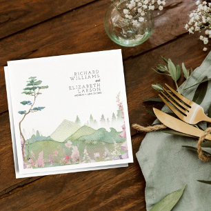 Serviette En Papier Mariage d'aquarelle fleur sauvage Mountain