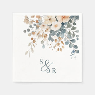 Serviette En Papier Mariage d'aquarelle florale moelleuse