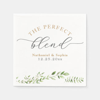 Serviette En Papier Mariage d'aquarelle Gold Greenery