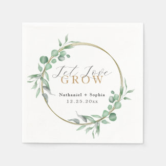 Serviette En Papier Mariage d'aquarelle Gold Greenery
