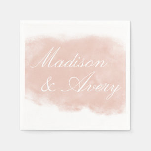 Serviette En Papier Mariage d'aquarelle moderne rose pâle