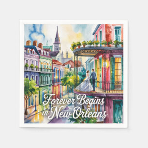 Serviette En Papier Mariage d'aquarelle NOLA de la Nouvelle-Orléans
