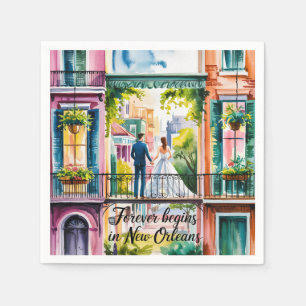 Serviette En Papier Mariage d'aquarelle NOLA de la Nouvelle-Orléans