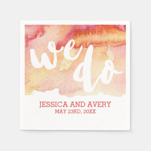 Serviette En Papier Mariage d'aquarelle Romance chaleureux