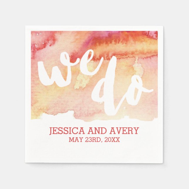 Serviette En Papier Mariage d'aquarelle Romance chaleureux (Devant)