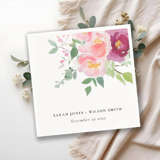 Serviette En Papier Mariage d'aquarelle Rose rose-bleu