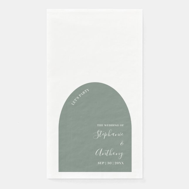 Serviette En Papier Mariage d'arche verte et blanche Sage (Devant)