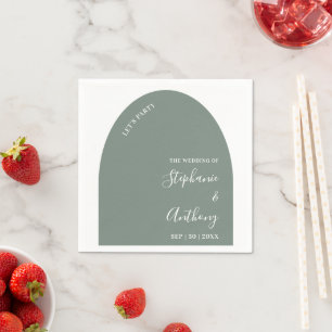 Serviette En Papier Mariage d'arche verte et blanche Sage