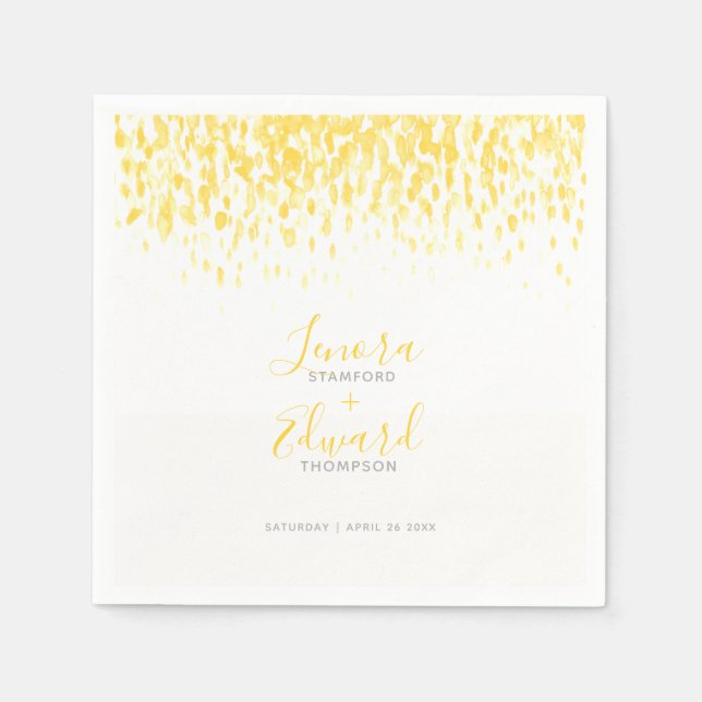 Serviette En Papier Mariage d'art gris jaune chaud en cascade (Devant)