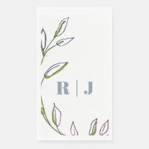 Serviette En Papier Mariage d'art Monogramme initial Dusty Blue Green 