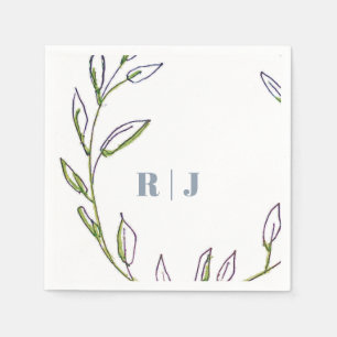 Serviette En Papier Mariage d'art Monogramme initial Dusty Blue Green 