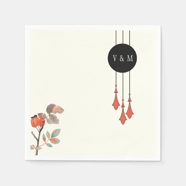 Serviette En Papier Mariage d'automne à minuit (Devant)
