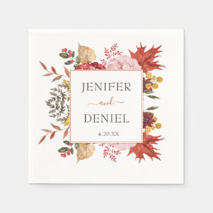 Serviette En Papier Mariage d'automne aux feuilles élégantes de l'auto